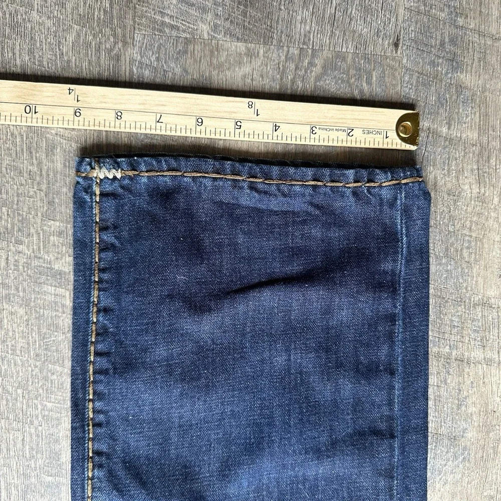 True Religion Jeans Mens 38x32 Blue Ricky Big T Flap Pocket Thick Stitch Y2K Mb3